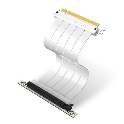 Câble Riser PCIe X16 pour GPU Vertical Blindé Haute Vitesse Compatible Gen4 Câble Riser d'Extension Connecteur Angle Droit Blanc 20cm 90 Degrés EZDIY-FAB