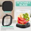 1pc Stainless Steel Fruit Slicer, Multifunctional Strawberry Slicer & Vegetable Chopper with Manual Pusher, Rectangular Blade, Container Included