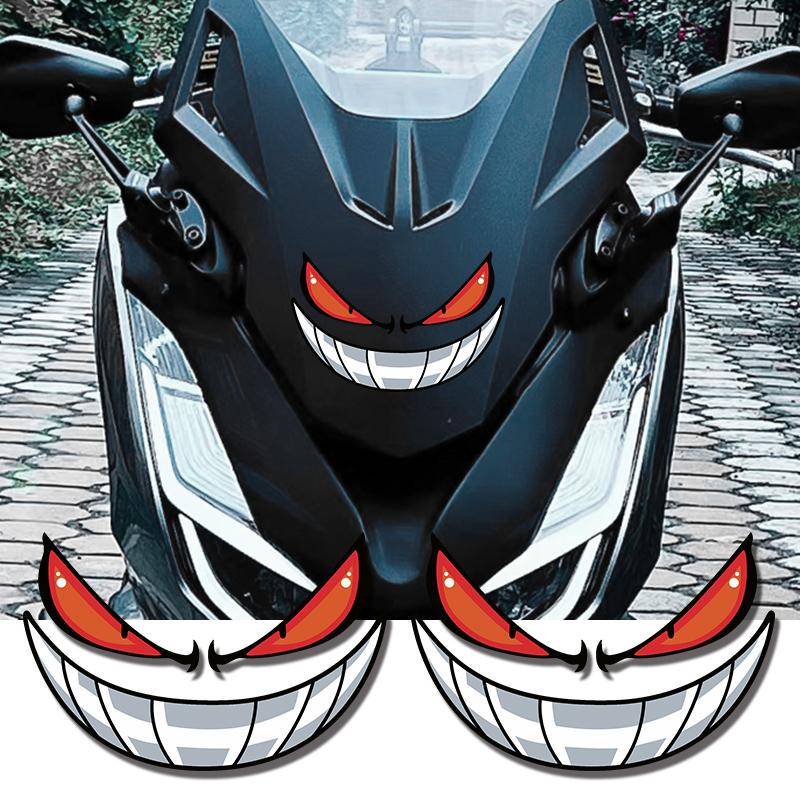 Demon Smiling Face Car Motorcycle Stickers and Decor for Auto Body Rear Windshield Cool Window Bumper Decals Waterproof Styling
