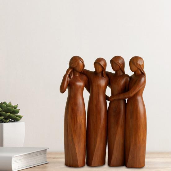 Systerfigur Stående 37319 Kvinnor Träskulptur Vänskapsgåvor till Bästa Vänner Kvinnor Skrivbordsprydnad för Vardagsrum Sovrum Kontor