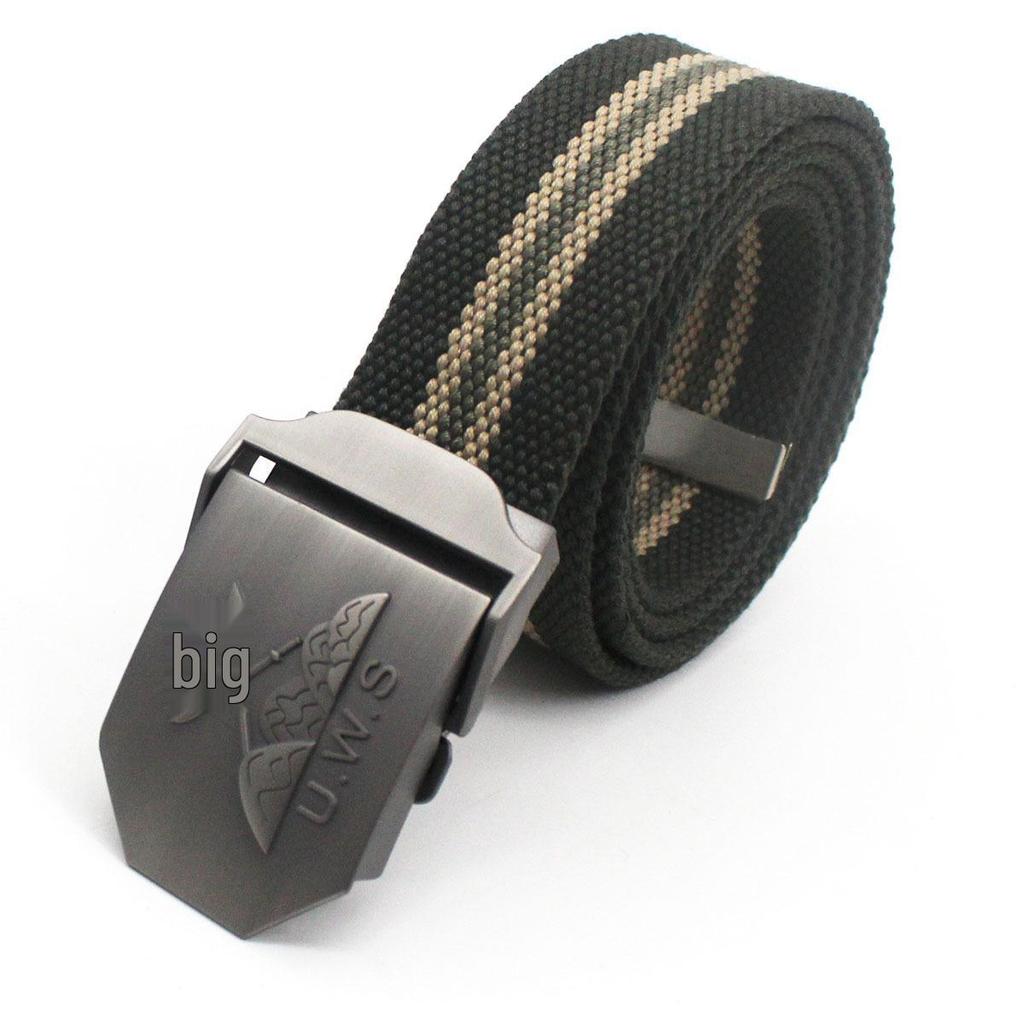 Men's Extra Thick Canvas Woven Belt, Polyester-Cotton Blend, Casual Style