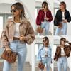 Herbst und Winter Casual Revers BF-Stil Cordjacke Laternenärmel Einreiher Kurzmantel Damen Elegant Einfarbig Neuer Stil