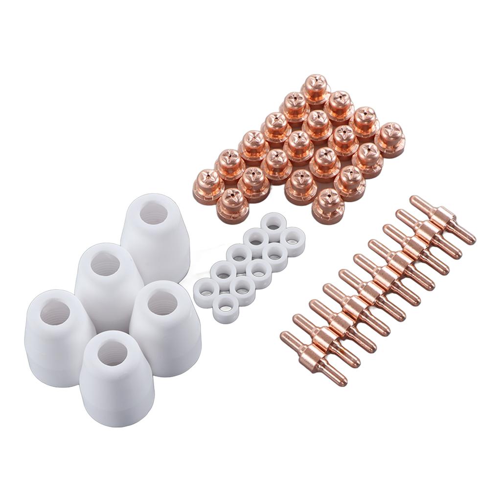 45Pcs Plasma Consumables for LG40 PT31 CUT35 CUT40 CUT50 with Cutter Torch Nozzle Shield