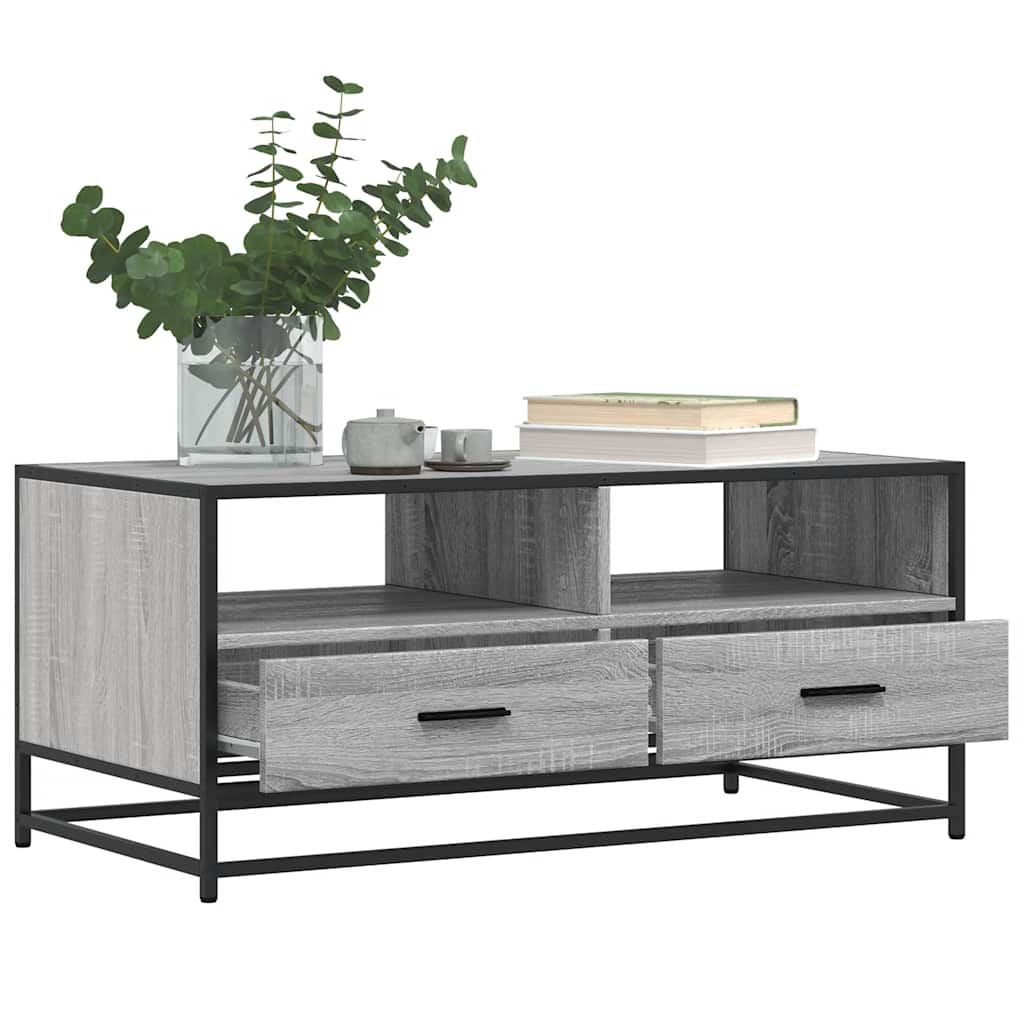 Coffee Table Gray Sonoma 100x50x45 Cm Particleboard and Metal