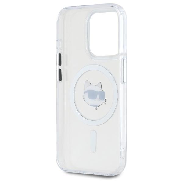Karl Lagerfeld Klhmp15Lhlschh Iphone 15  Pro 6.1 Biały/White Hardcase Iml Metal Choupette Head Magsafe