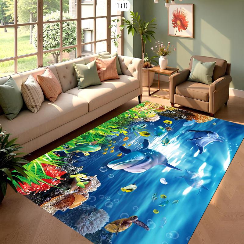 Underwater World Carpets Soft Non-slip Rugs Live Room Floor Mat Home Decor Kids Room Play Mat Carpet Easy To Clean Sofa Rugs