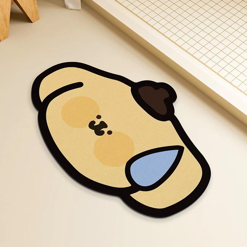 New Cute Cartoon Diatom Mud Floor Mat for Home, Bathroom, and Toilet, Absorbent, Non-Slip, Quick-Drying Bathroom Mat