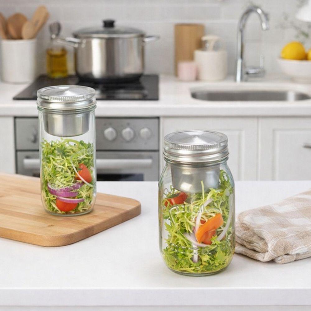 Multi-functional 16/24 Oz Salad Glass Jars Leak-Proof with Sauce Cup Mason Jar Sealed Wide Mouth Food Storage Jar Lunch Prep