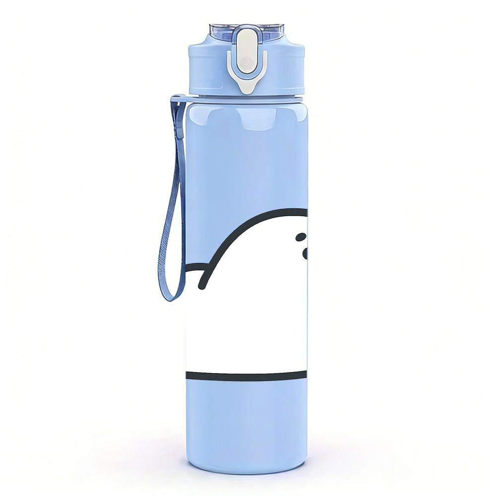 1PC Fluffy Seal Cloud Cartoon 750ml Color Plastic Sports Water Bottle Leakproof Flip Straw Lid Suitable for Sports Office Home Use