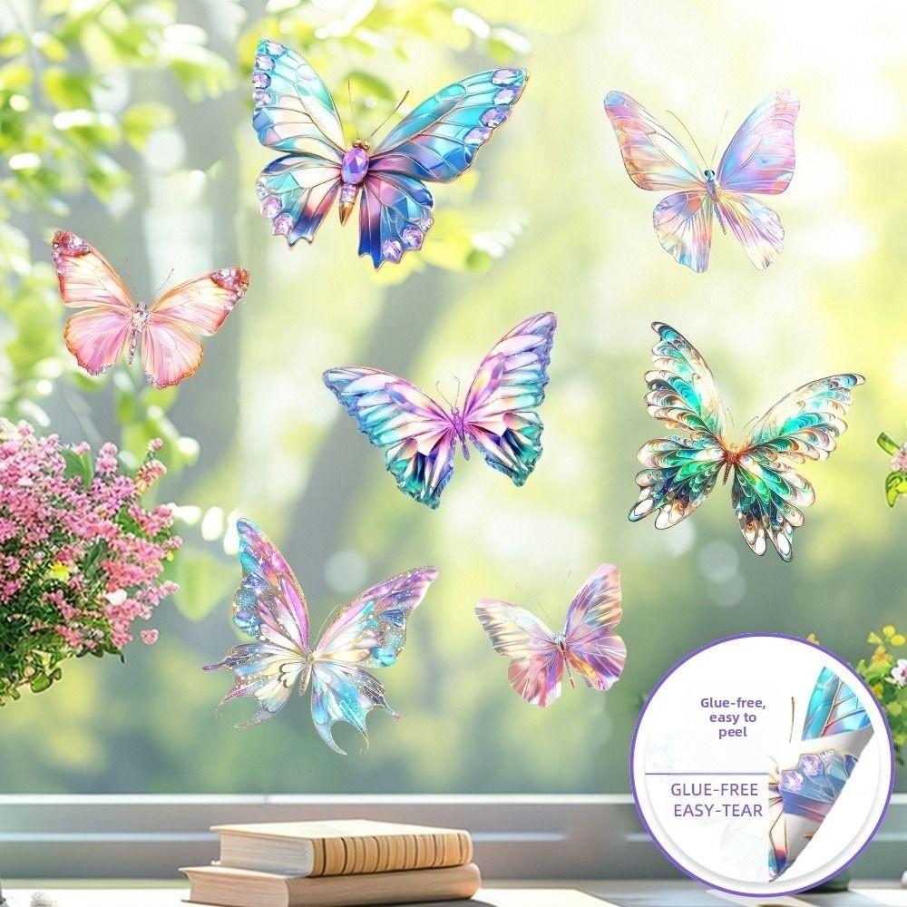 Multicolor Electrostatic Window Stickers Static Butterfly Glass Stickers  Home Decoration