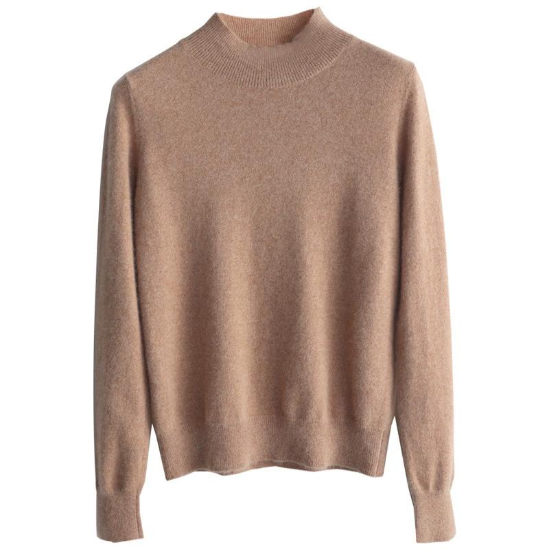 Autumn and Winter Woolen Women's Half-turtleneck Bottoming Shirt Sweater Solid Color Sweater Women's Plus Size