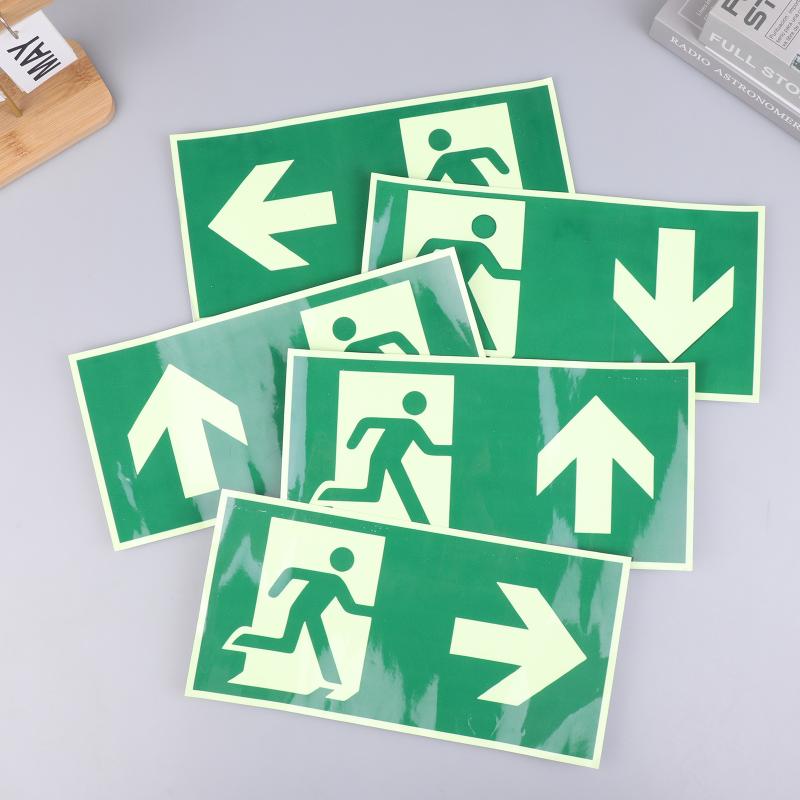 New 1 Luminous Exit Sign - Emergency Evacuation Safety Wall Decal, Photoluminescent Fire Evacuation Indicator With Green Border