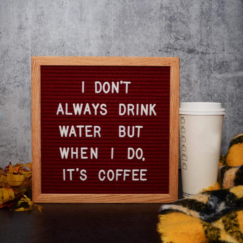 Wooden Frame Changeable Felt Letter Board with Symbols & Numbers for Home Office - Message Display Board