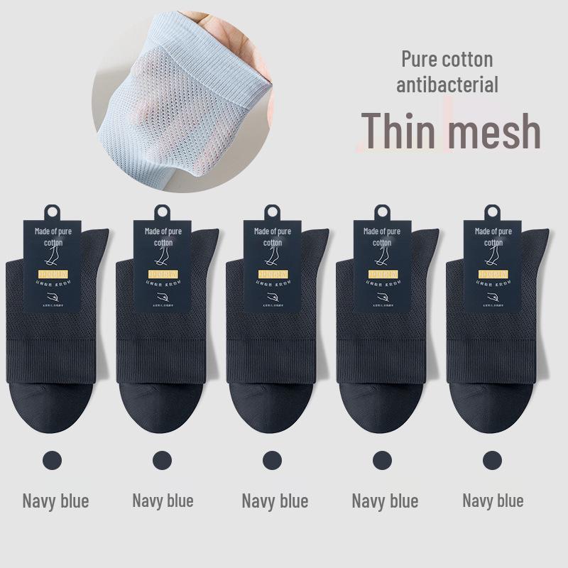 Andningsbara bomullsstrumpor för män, mellanhöga - Svarta (Vår/höst)