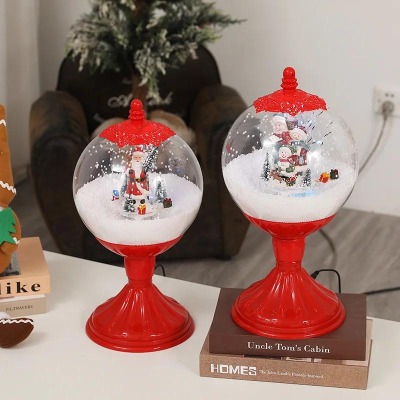 DurableChristmas Crystal Ball Drifting Snow Old Man Wind Lamp Glowing Snow Music Lamp Ornament Christmas Gift Window Decoration