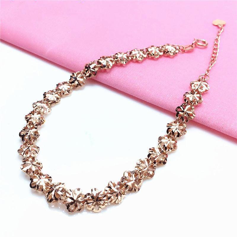 Фиолетовый Золотой Простой Классический Темперамент Элегантный Цвет Золотой Роскошный Цвет Позолоченный Розовое Золото Полый Браслет （17+3cm）