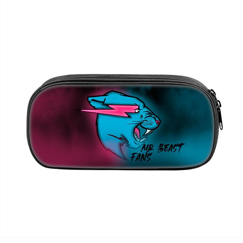 Mr Beast Lightning Cat Lion Print Student Single Layer Stationery Storage Bag