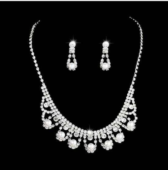 Luxury Bridal Zircon Flower Necklace & Earrings Set - Elegant Wedding Jewelry Accessories 