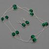 Chrome Diopside Oval Shape Gemstone Chain+Earrings Handmade Antique Gift Jewelry