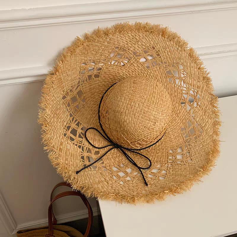 Spitzen Schleife Großer Rand Strohhut Neuer Strand Sonnenhut Damen Schöner Sonnenhut