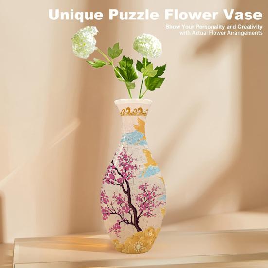 3D Puzzle Vase Adults DIY Floral Puzzle Vase 160 Pieces of Puzzle Vase Flower-Themed Art Puzzle Vase Gift for Housewarming Home Decoration
