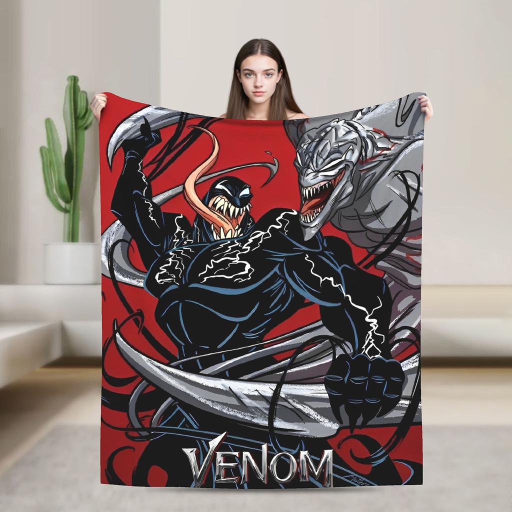Venom cartoon Blanket Travel Office Flannel Throw Blanket For Couch Chair Sofa Bed Soft Design Quality Bedspread Gift
