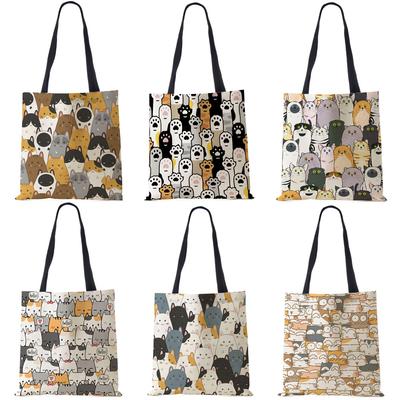 Dog Cute Print Casual Shoulder Bag Capacity Women Shopping Reusable Handbag Large Canvas Travel Beach Tote Bags