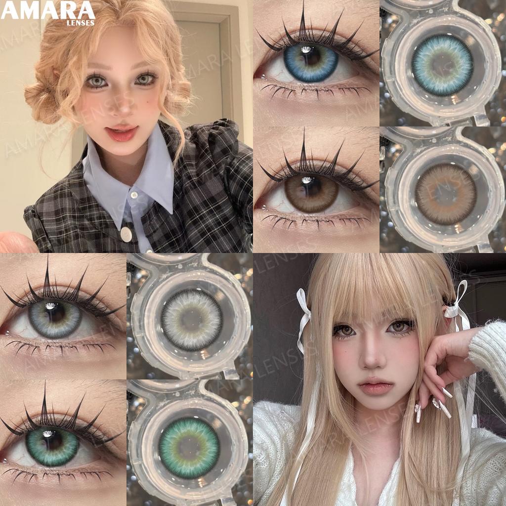 AMARA 2 Stück Neue Farbige Kontaktlinsen für Augen Mode Braune Linsen Natur Weiche Linsen Schönheit Pupille Damen Make-up