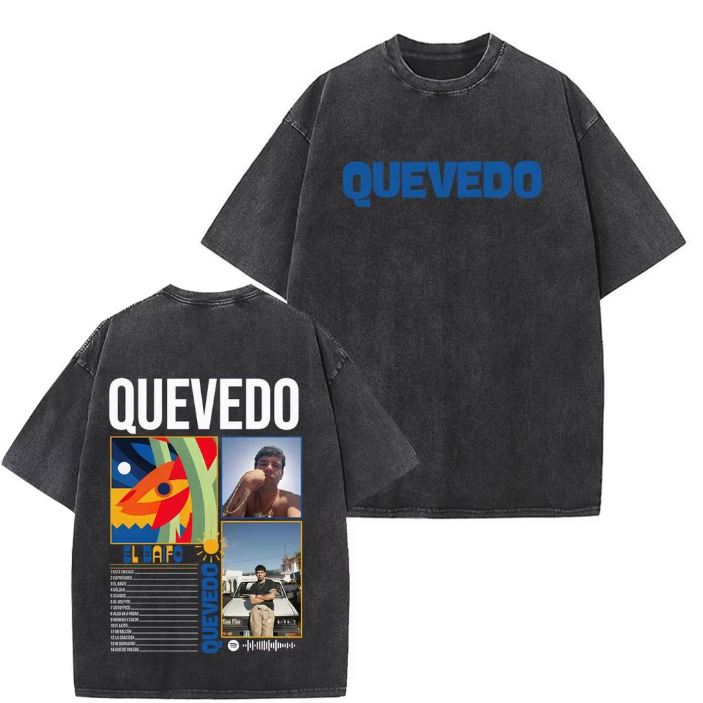 QUEVEDO EL BAIFO Album 2026 Tour Graphics Vintage Washed Tees Men Women Fashion T-shirts Loose Oversized Unisex Harajuku high quality