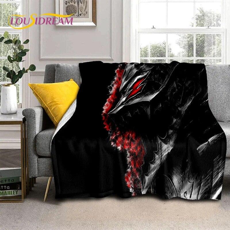 3D Anime Calssic Berserk Cartoon HD Blanket,Soft Throw Blanket for Home Bedroom Bed Sofa Picnic Travel Office Cover Blanket Kids