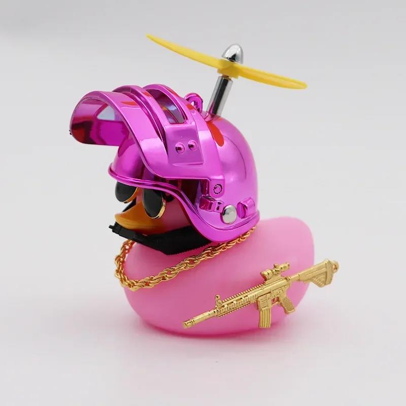 Gummi Gelbe Ente Spielzeugauto Armaturenbrett Dekorationen Auto Fahrrad Ornamente Gelbe Ente mit Propeller Helm Auto Innenzubehör
