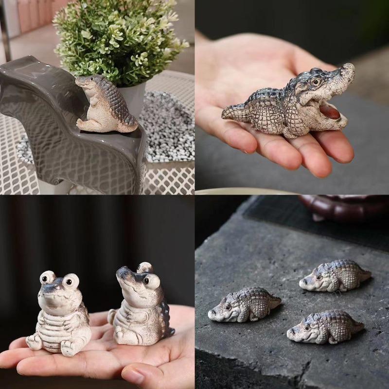 Baby Crocodile Garden Ornament for Home Dining Table Decoration, Resin Handicraft, Animal Figurine