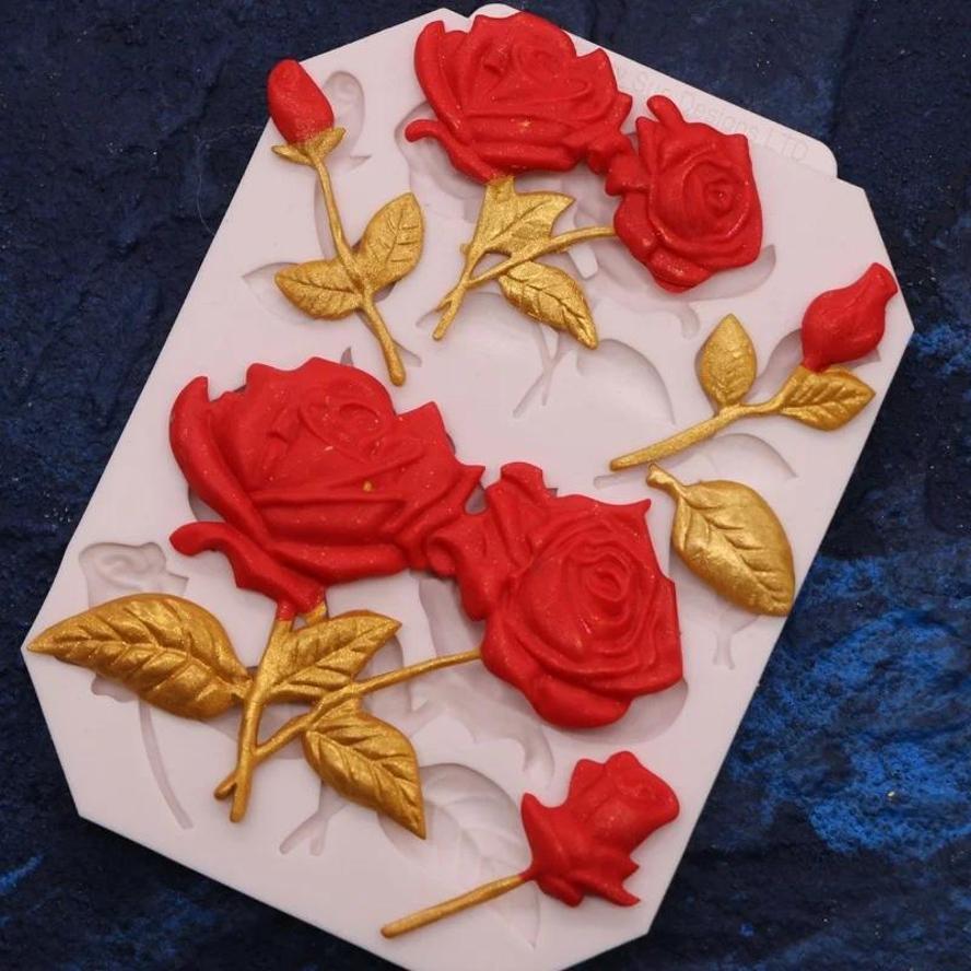 New Rose Bouquet Silicone Mold DIY Sugar Cake Mold Kitchen Baking Chocolate Decoration Mold Handmade Rose Decoration Gypsum Mold