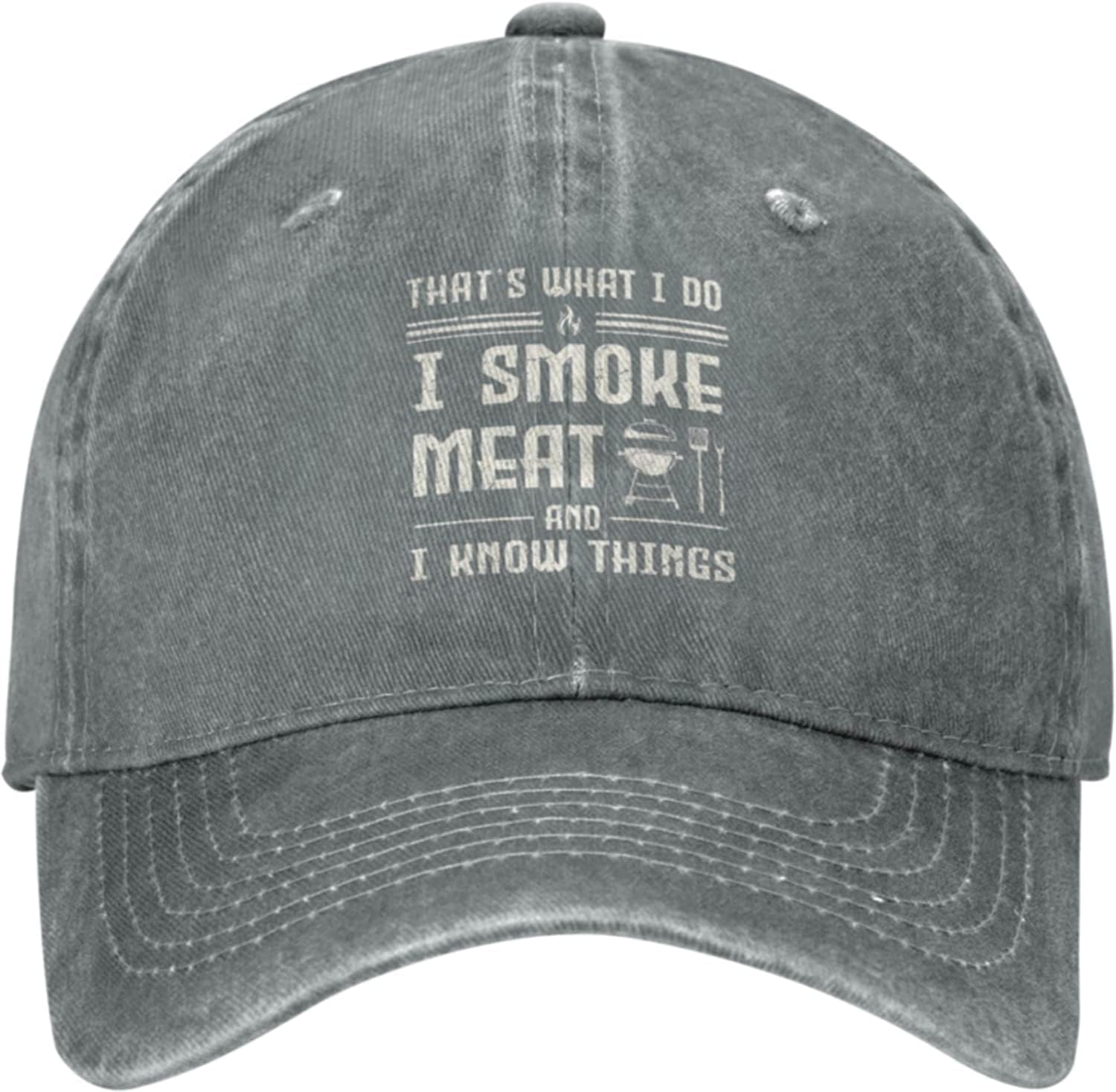 I Smoke Meat And I Know Things Baseball Cap Funny BBQ Grill Dad Adjustable Cotton Hat Casual One Size