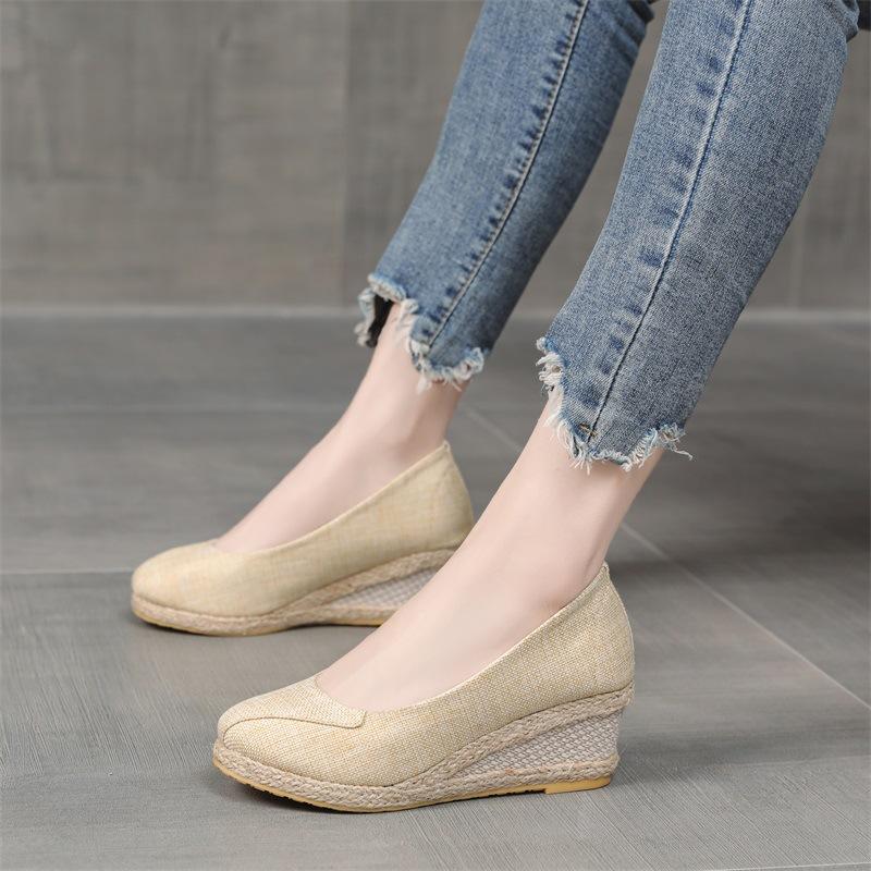 Mokasyny na koturnie espadryle kobieta czółenka Casual buty wsuwane damskie Comfort Walk eleganckie buty na obcasie Zapatos De Damas Elegantes