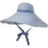 Women's Hepburn Style Wide Brim Striped Sun Hat for Summer Travel & Neck Protection