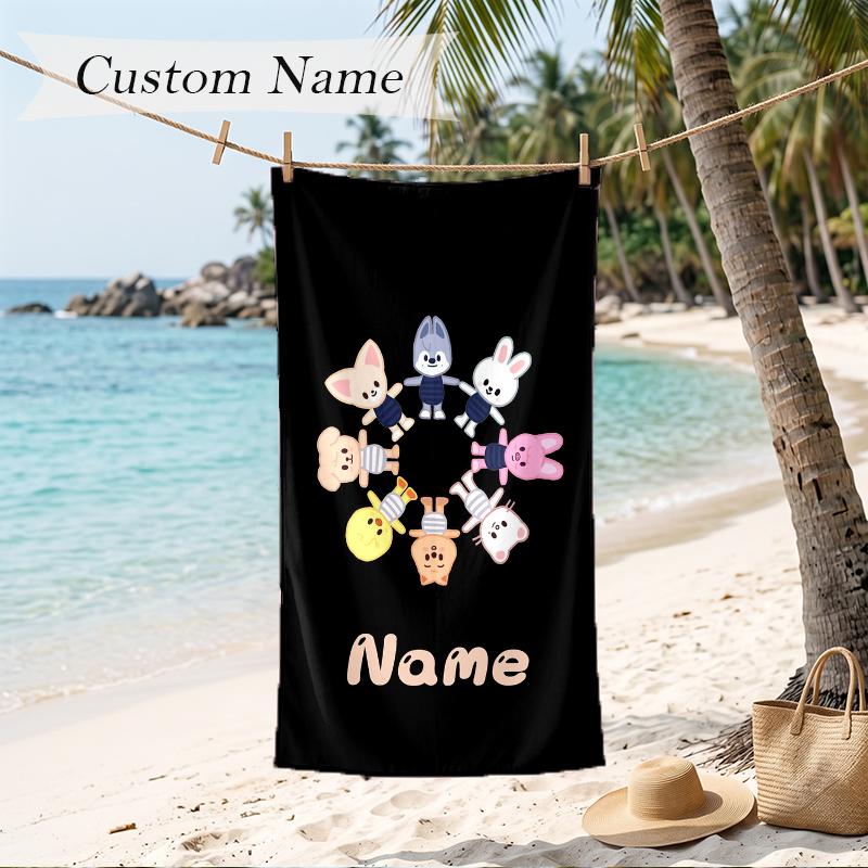 Skzoo Custom Name Printed Beach Towel Personalized Soft Towel For Swimming Beach Travel