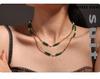 Collier Bambou Pierre Dongling Verte Qiong Yao: Chaîne de clavicule élégante et polyvalente en acier inoxydable pour femmes