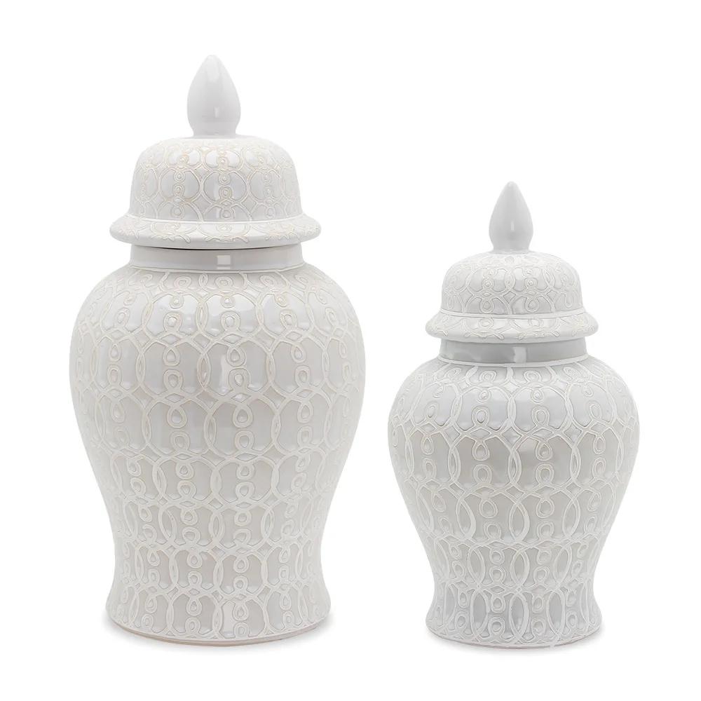 Flower Ceramic Storage Jar with Lids Porcelain General Jars Classical Tea Caddy Flower Vases Ginger Jar Vintage Home Decor