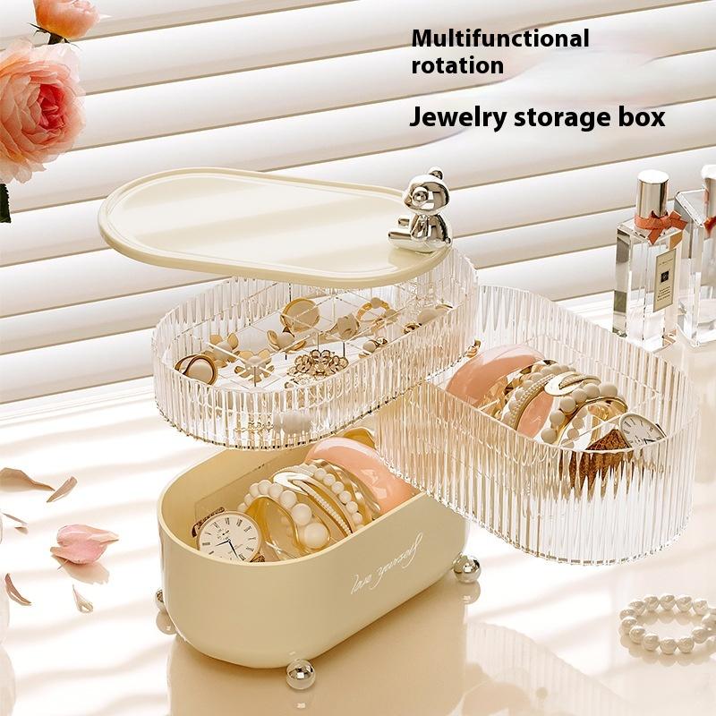 Desktop storage box Light luxury home and daily necessities Jewelry sundries Dust-proof and moisture-proof with cover Rotating cosmetics storage