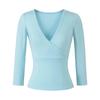 Stretchy Slim-Fit V-Neck Multi-Color Knit T-Shirt for Women (3/4 Sleeve)