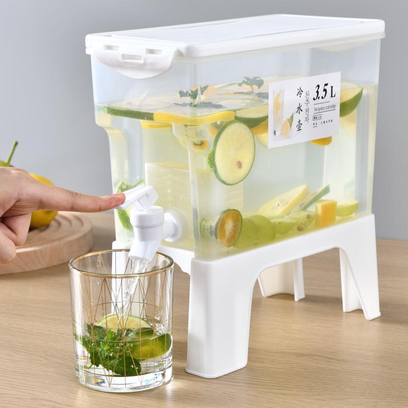 Cold Water Jug With Tap Water Beverage Dispenser Fruit Teapot Cold Waterlemonade