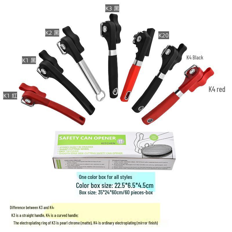 Stainless Steel Single Handle Side Cut Safety Can Opener