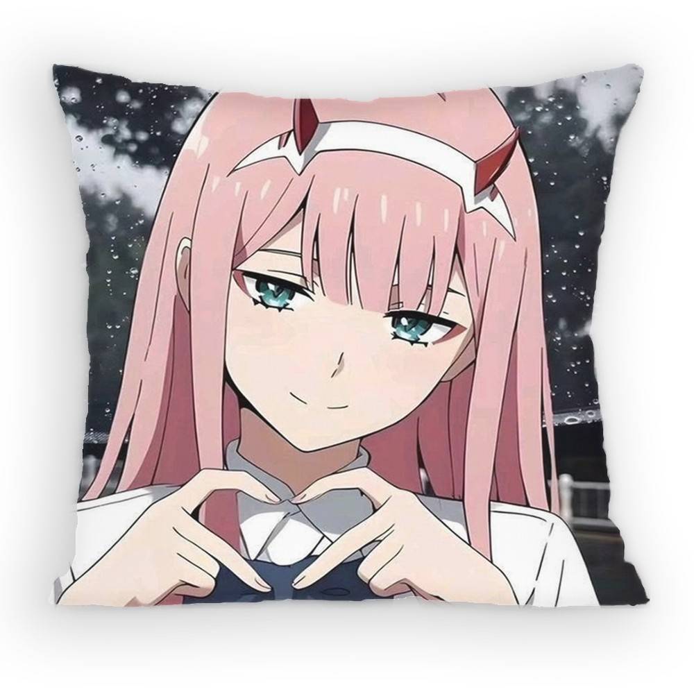 

Darling In The Franxx Anime Girl Pillow Case Antidustmite Pillowcase Invisible zipper silky Sofa cushion cover for bedroom 30x30 cm