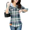 Spring Autumn Checkered Shirt Women's Cotton Long Sleeve Top Ladies Plaid Shirts Fashion Hooded Buttoned Slim Tops