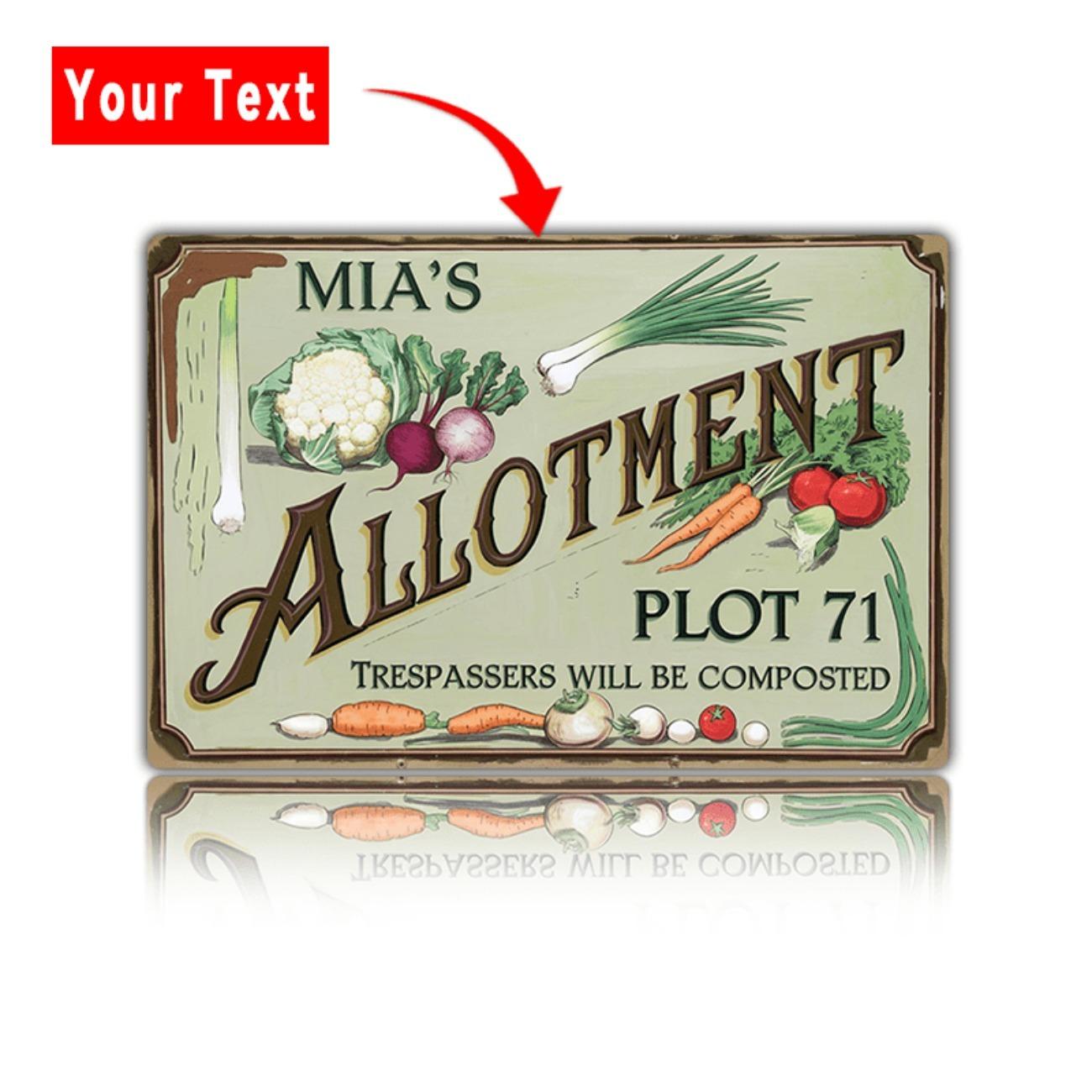 

Personalized Custom Name & Text Tin Sign For Garden Greenhouse Shed Wall Decor білий