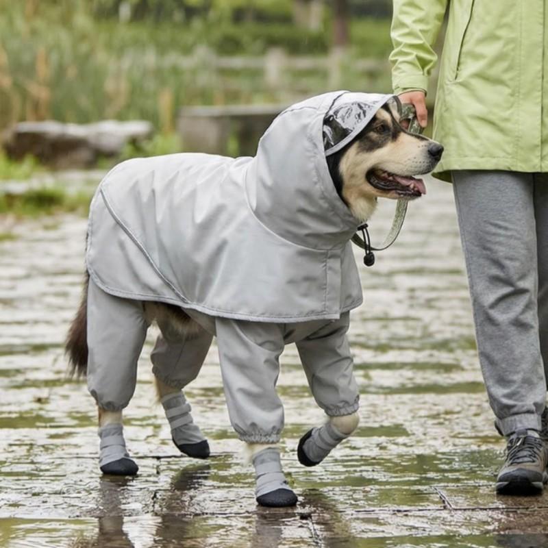 Waterproof 4-Leg Dog Raincoat Medium To Large Breeds Border Collie Outdoor Protection Rain Gear