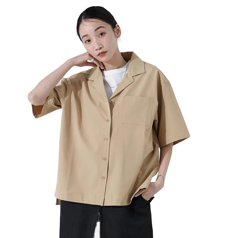 

[Nano Universe] open collar shirt multifunctional lightweight Stretch-SHELTECH (Setup possible) ladies F 040 beige 673-5121303