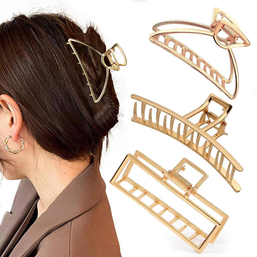 Fashion Metal Hair Claw For Women Gold Silver Color Cross Crab Hair Clip Korean Elegant Geometric Hairpin Girl Hair Accessories