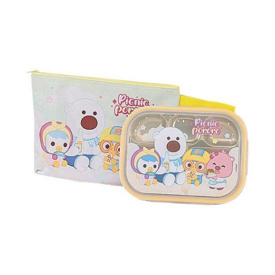 Pororo Mono 5-Section Stainless Steel Tray & Bag Set